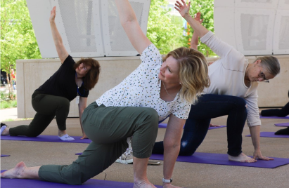 NICO employees at yoga session